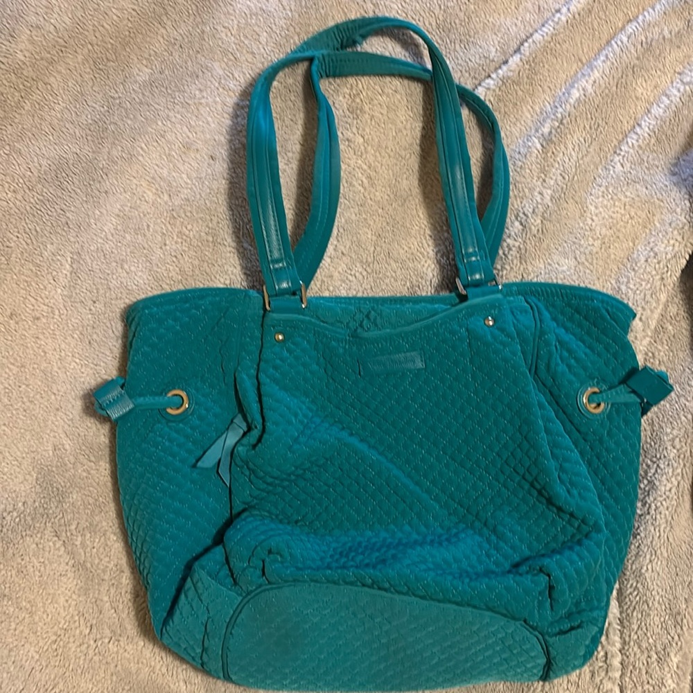 Vera Bradley Zippered Green Quilted Tote Bag